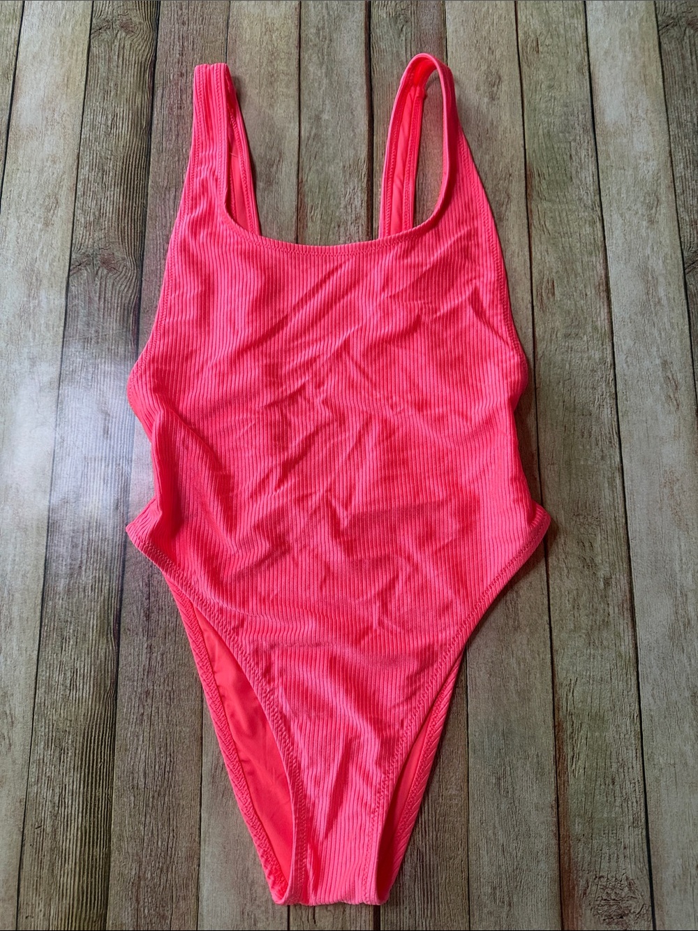 aerie Pink Ribbed One-Piece Swimsuit